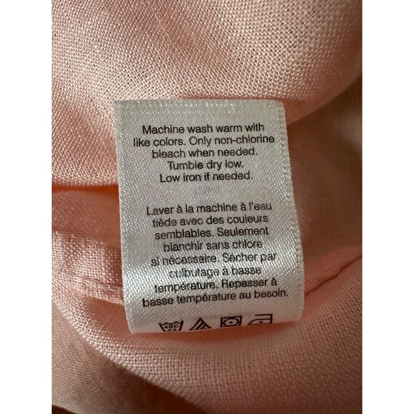 Coldwater Creek Women Plus 2X 100% Linen Blouse Tunic Pastel Peach Button Front - Picture 6 of 6
